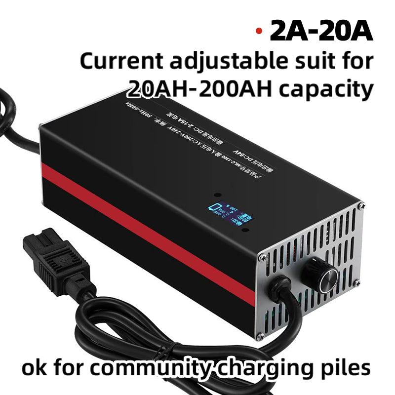 20A Lithium Battery Li-ion Lifepo4 Charger 36V 48V 58.4V 72V 60V 67.2V 84V 87.6V Curren Adjust Fast Charge 10S 16S 20S 24S