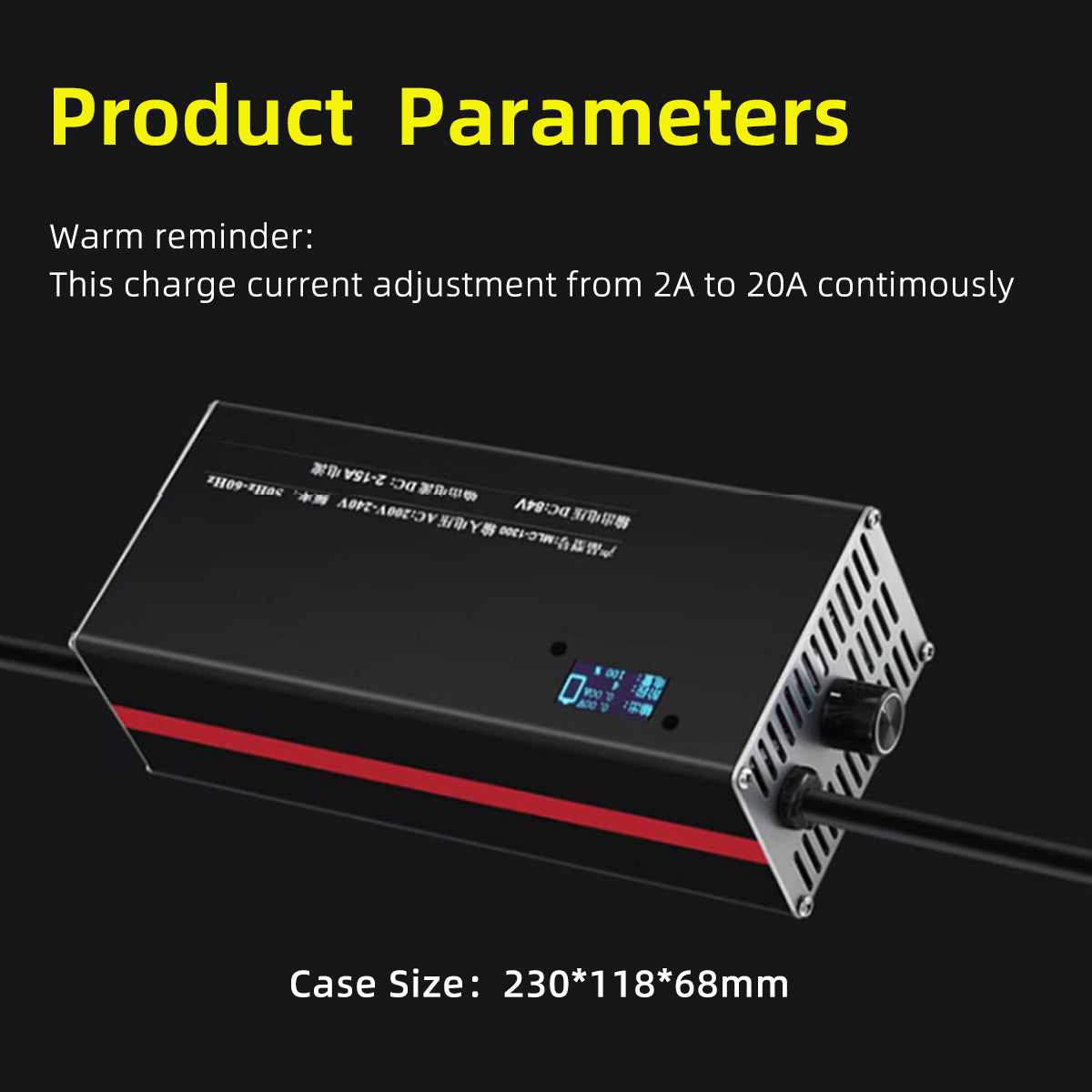 20A Lithium Battery Li-ion Lifepo4 Charger 36V 48V 58.4V 72V 60V 67.2V 84V 87.6V Curren Adjust Fast Charge 10S 16S 20S 24S