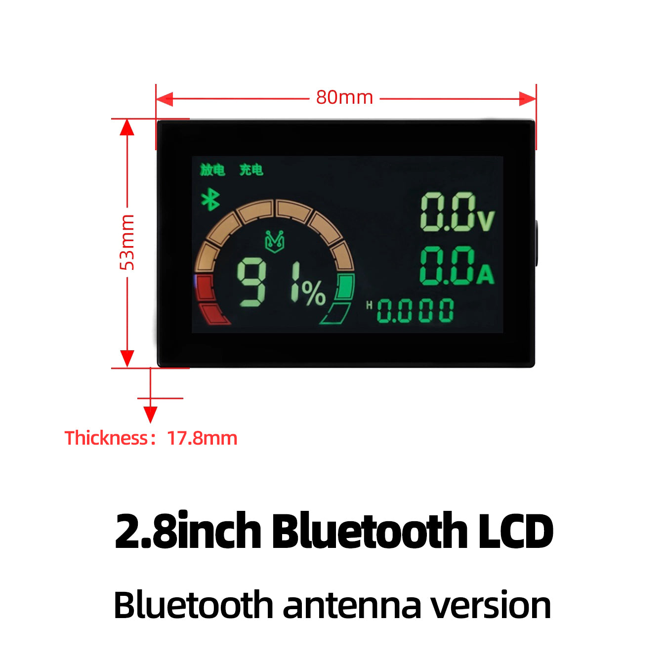 2.8inch BT LCD Bluetooth Battery level display RS485 Voltage Current temperature Coulometer Capacity Indicator